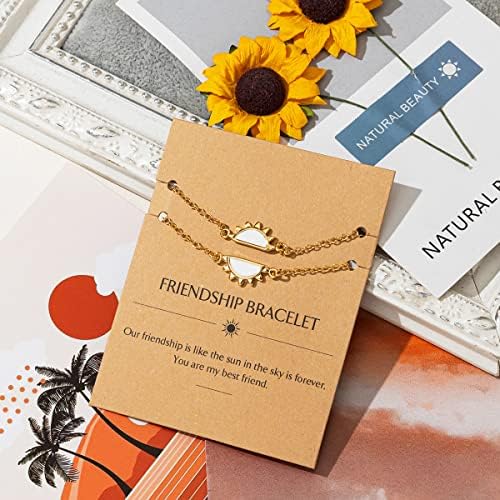 Amizade Sun Bracelet, 16k Gold Copper Cute Sun Dainty Bracelets delicate Link ajustável para aniversário de aniversário