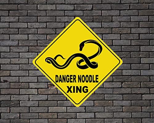 Danger Noodle Xing Funny Crossing sinal de qualidade sinal de metal sinal de lata de 12x12 polegadas
