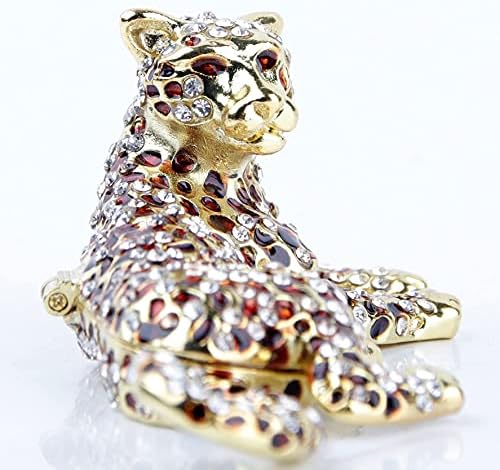 2pcs Leopard Fatuine Jewelry Box Caixas de bugigangas do presente para mulheres e meninas