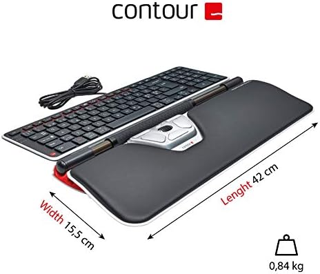 Design Rollermouse Red Red Plus Wired - Mouse ergonômico com fio para laptop e computadores de mesa - Mouse ambidextroso