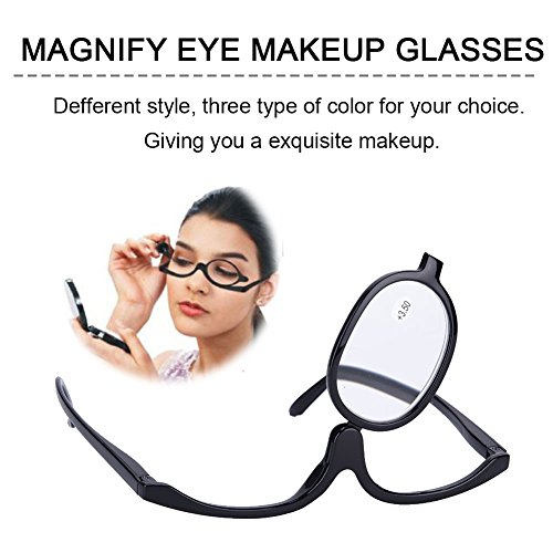 Espelho cosmético, óculos de maquiagem dos olhos ampliadores de óculos de lente única giratórios ferramentas essenciais de maquiagem