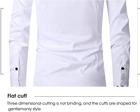 Mqshuhenmy Camisa anti-ruína esticada, camisa branca de vestido masculino, camisa de vestido de algodão de manga comprida para
