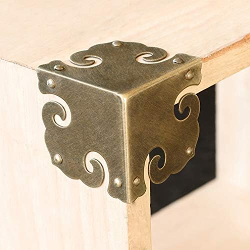 Tiazza 4pcs vintage protetores de canto de latão puro de hardware antigo mesa de madeira borda jóias de madeira gabinete de caixa três