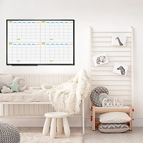 Jiloffice Magnetic Dry Aframer Whiteboard White, Planejador de Conselho Branco de 4 meses 36 x 24 polegadas, quadro de
