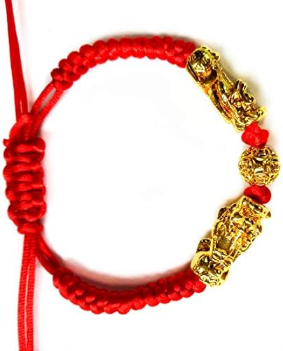 Feng Shui A melhor pulseira de cordas vermelhas com Pi Xiu/Pi Yao e Mantra de Riqueza Dourada Jóias de pulseira de contas Atrair