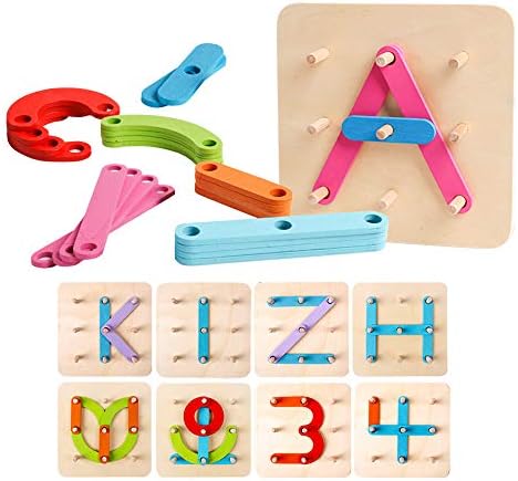 Kizh Wooden Letter e Number Construction Activity Conjunto de brinquedos educacionais pré-escolares moldará o reconhecimento de cores