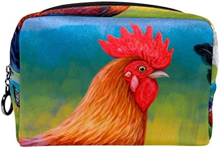 Bolsa de maquiagem tbouobt bolsa de bolsa cosmética bolsa bolsa com zíper, galo galinha galinha