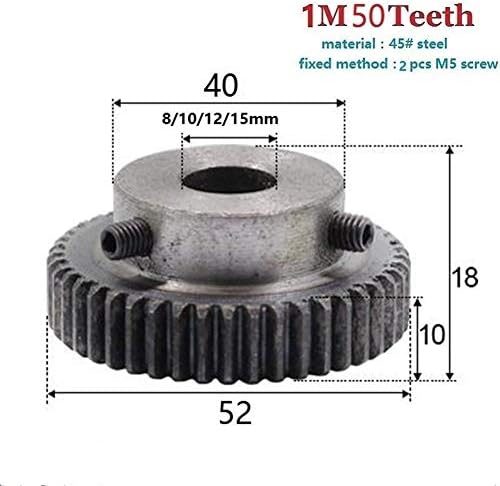 Mountain Men Acessórios 1pcs 50 dentes Motor Metal 45# Roda de engrenagem de aço 1 Modulus parafusos superior Partes da impressora Industrial Scientific Industrial
