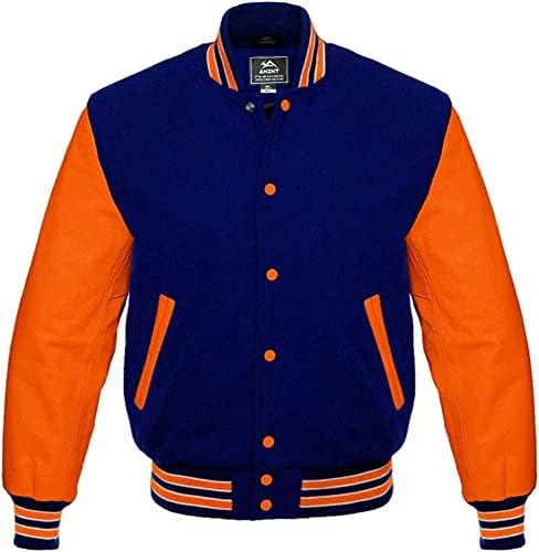 Letterman High School College University Bomber Leather Sleeve Wool Body Jacket Opção de Cores da equipe