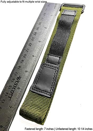 17-22mm de comprimento ajustável, verde militar, alça de relógio de nylon | Pesado, gancho e loop, pulseira de substituição