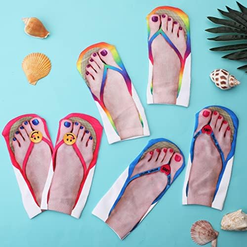 Yolev 3D flip-flops divertidos meias femininas femininas 3D Print Socks Slipper Slipper Socks Men
