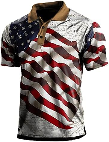 Camisas pólo para homens, camisa patriótica de bandeira americana camisa pólo seco para homens do Dia da Independência