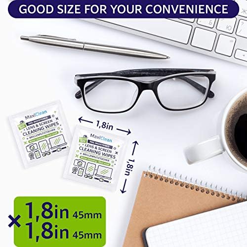 Limpos de lente limpa maxi - 440 lenços de limpeza de óculos pré -aglomerados - limpador para óculos, telas de laptops,