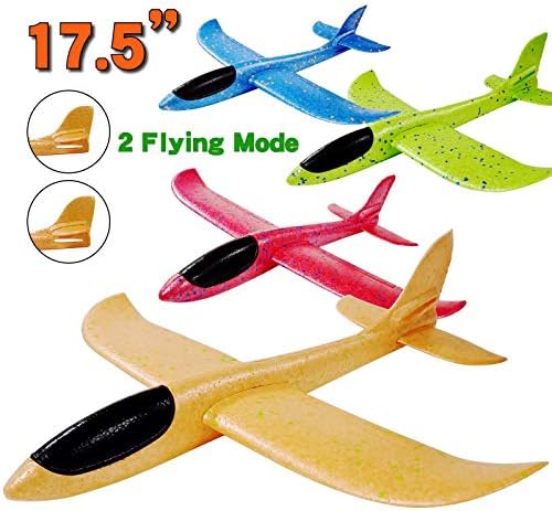 Atualização de brinquedos de avião 4pack Atualização de 17,5 de espuma de arremesso de arremesso, 2 Plano de planador