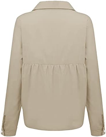 NYYBW Button Down Camisa Tops para mulheres, manga comprida Colher de lama de lapela de lapão de lapão de lapão de lama