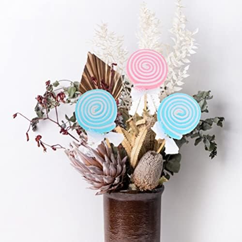 Decorações de festas de tea pretyzoom 3pcs simulação de lollipop falsa Ornamentos de doces azul pirulito de pirulito