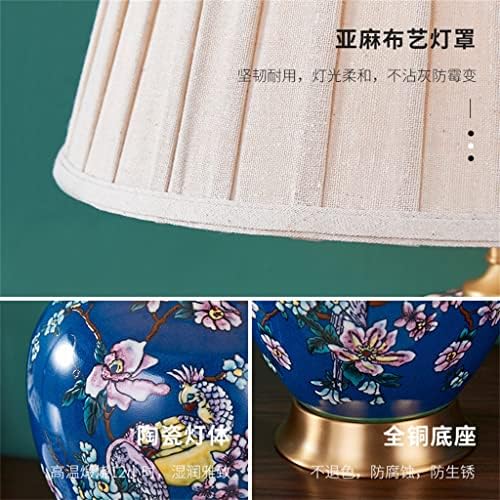 Lâmpada de mesa lâmpada romântica de porcelana azul lâmpada de mesa para sala de estar de cabeceira de cabeceira de cabeceira