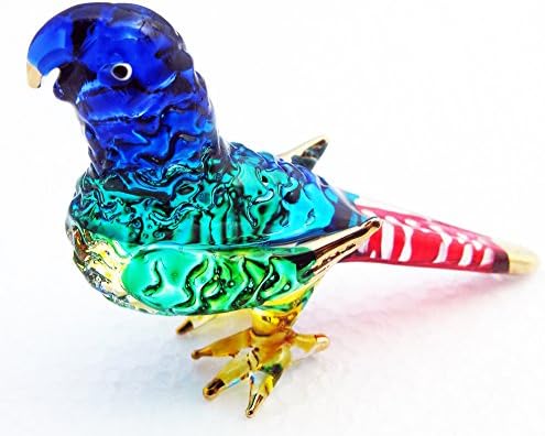 Tai -heonost Art Color Mão soprada de vidro Parrot Decoração de animais estatueta