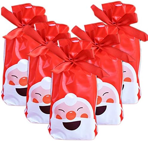 50 PCS Bolsas de tratamento de Natal de Natal Plástico Plástico Plástico Sacos de doces de doces Festas e decorações de festa