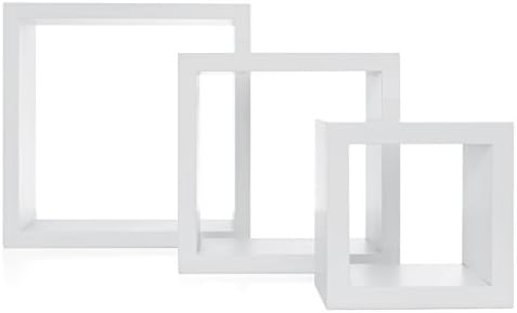 Kiera Grace Cubes, conjunto de 3, 9 x 9 polegadas, prateleiras flutuantes decorativas cúbicas quadradas brancas para parede,