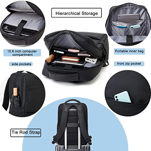 Mochila de laptop Seekvigor, mochila masculina para trabalho, mochila de trabalho para mulheres, backpack da faculdade, mochila de viagem, possui laptop de 15,6 polegadas, pode ser usado como trabalho de negócios - preto