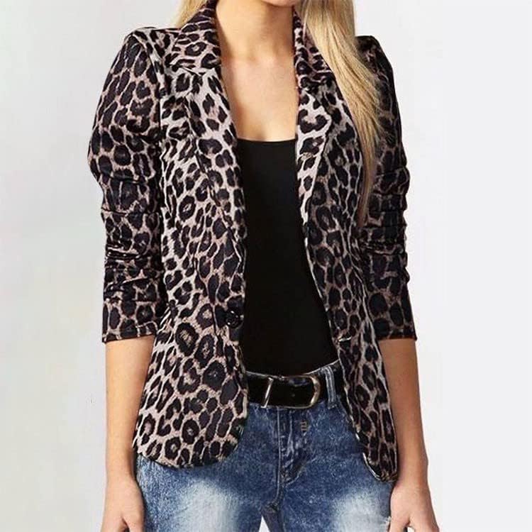 Jackets femininos da UODSVP Trendy Spring Autumn Tops Moda Trend Leopard Print Suit Thin