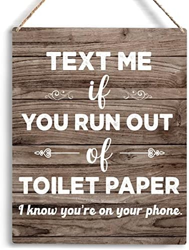 Decoração do banheiro Presentes engraçados me mande uma mensagem se você ficar sem papel higiênico de madeira pendurada