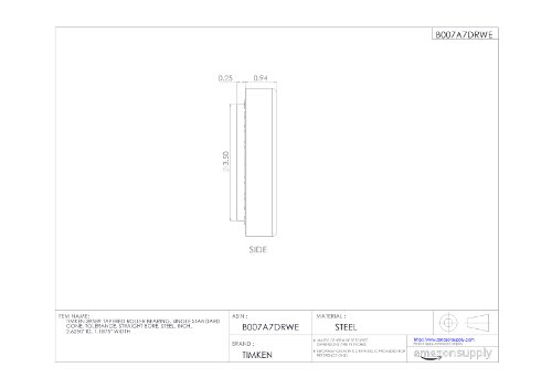 Timken 39589 rolamento cônico, cone único, tolerância padrão, furo reto, aço, polegada, 2.6250 id, 1.1875 Largura