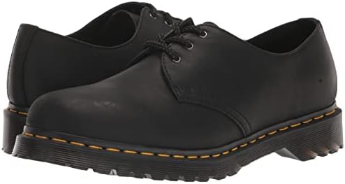 Dr. Martens Men's 1461 lã plana, couro preto encerado em couro de grão completo, 10