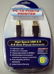 Quantaray em alta velocidade USB 2.0 A -B Gold Bated Contacts PC para impressora fotográfica - 6 pés
