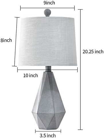Pokat 20.25 Rustic Farthouse Table Lamp de 2 para 2 para a sala de estar quarto cinza contemporâneo clássico de cabeceira de cabeceira com tonalidade de tecido branco