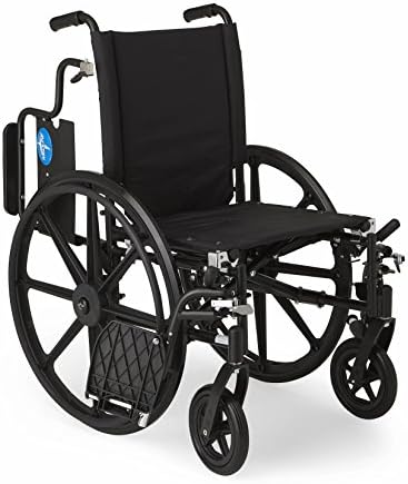Medline Premium Lightweight Wheelchair, braços de mesa de volta e apoios para pés de balanço, 16 x 16 assento