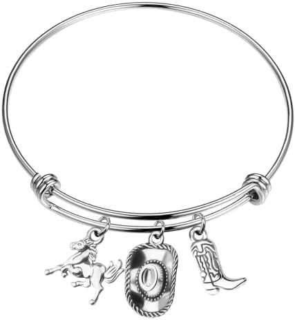 Aktap Cowgirl Jewelry Cowboy Boot charme bracelete a cavalo amante Presentes de cowgirl para meninas