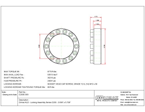 METAIS CLIMAX C200E-393 Série 200 Montagem de travamento, aço, 3,94 ID, 1,85 Largura, 3-15/16 Diâmetro do eixo