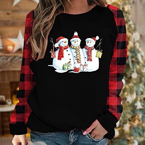 Fandream Mulheres Sorto Selto de Natal Pescoço Sem Capuz Blouses Work Utilitário Moderno Modern Starters Pullover