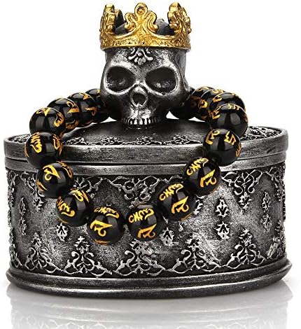 Organizador de caixa de jóias de caveira preta do esqueleto de esqueleto Aestivado com decoração de esqueleto de Halloween Crown