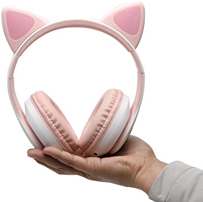 Fone de ouvido para jogos sem fio Jianwei, RGB LED LIGHT UP CAT EAR fone de ouvido, cancelamento de ruído sobre fones de ouvido