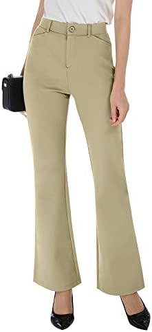 Calças de vestido feminino 25 /27 pernas retas de escritório elástico de ioga casual Slacks com 4 bolsos