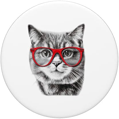Gato engraçado com óculos vermelhos gatinhos animais de estimação amantes de gatos presentes popsockets swappable popgrip