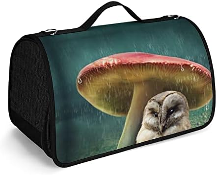 Little Owl and Mushroom Pet Campot Puppy Pequena bolsa carregando bolsa para viagens ao ar livre para viajar