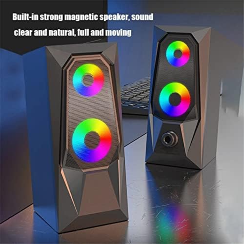 Kuqiz Computer estéreo alto -falante de computador alto 7 cores Efeito LED HD Sound Luminous RGB Desktop Computer Audio