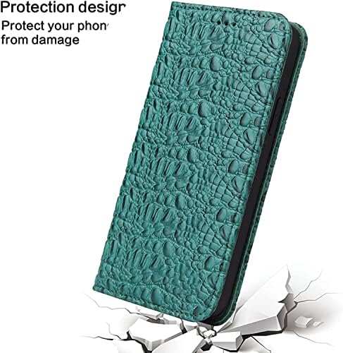 Caixa da carteira Kossma para iPhone 14 Pro Max, Classic Crocodile Pattern Pattern Magnetic Genuine Leather Flip com slots