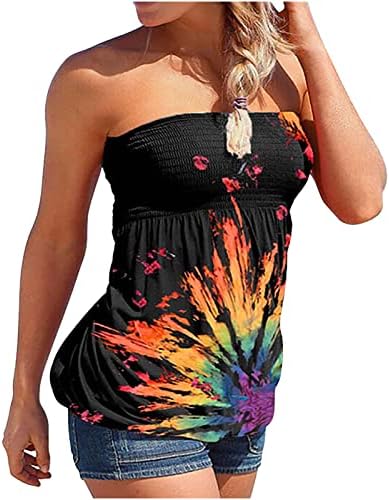 Tampo de tubo tops para mulheres verão de verão sem mangas com férias embrulhada no peito Floral Off ombro