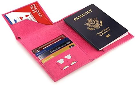 Carteira de passaporte de couro real angelino - bloqueio de RFID com slot para ingressos e tags de bagagem