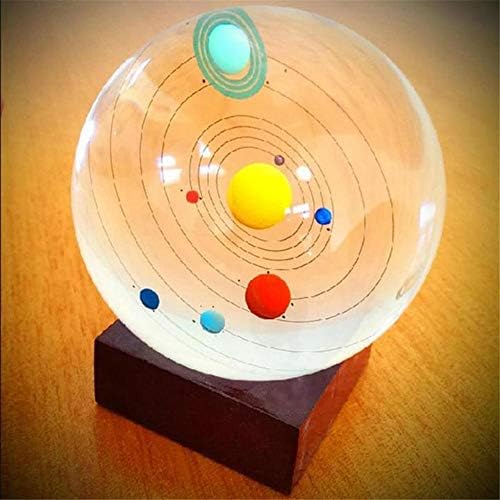Cozylkx Clear 80mm Sistema solar 3D Bolas de cristal com resina Stand para presente de aniversário Presente para crianças