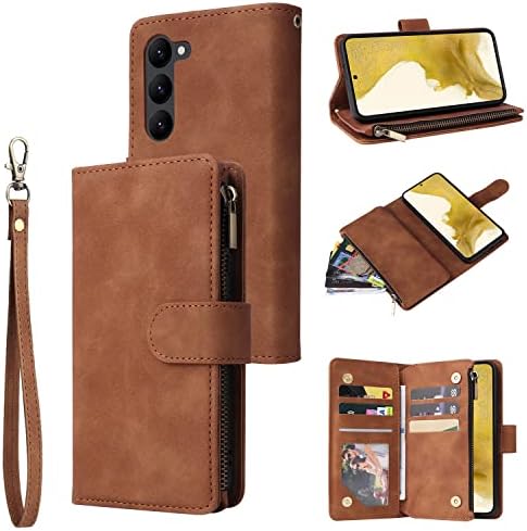 Miimall Compatível Samsung Galaxy S23 Plus Caixa de carteira com suporte de cartão PU FLIP FOLIO CASE COM CAIXA DE