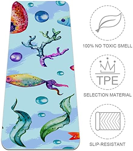 Mat de ioga extra grosso de 6 mm, aquarelas de água-viva de coral impressão de coral impressão ecológica TPE Mats de exercícios