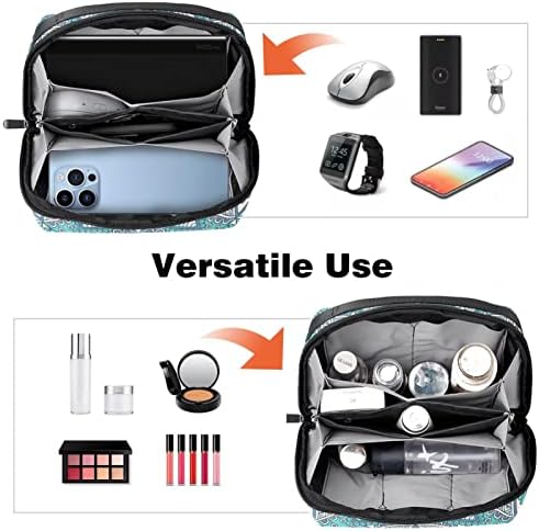 Bolsa de organizador eletrônico portátil Bolsa Mandala Bohemian Travel Tulle Storage para discos rígidos, USB, cartão