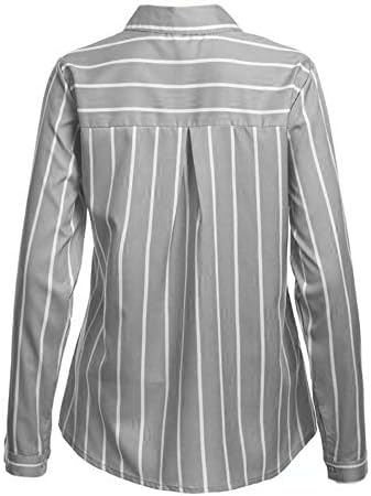 Andongnywell Mulheres de manga comprida Tirina camiseta V Button Butter Bloups Top com bolso de capa de bolso de manga comprida camisa