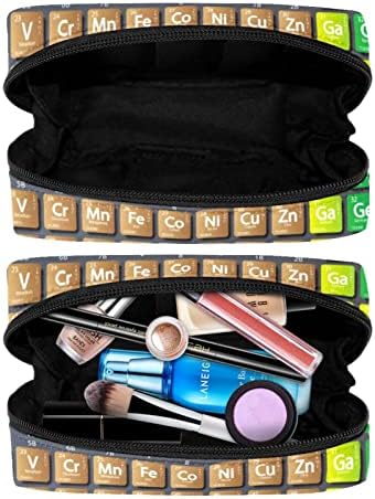Bolsa de maquiagem inadequada, tabela periódica dos elementos Bolsa de cosméticos Tote portátil TRAIL CASE Organizador Caso Caso Caso para mulheres de beleza